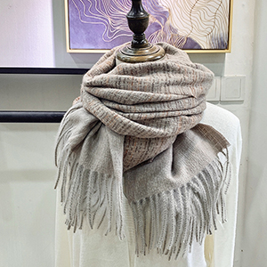Winter fringed shawl striped cashmere warm scarf