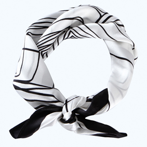 Black white plaid graffiti silk scarf