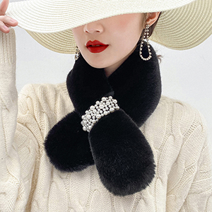 Pearl decoration thick warm scarf wholesale