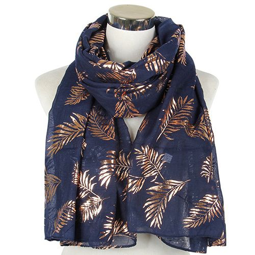 Wholesale leaf bronzing shawl plain print scarf