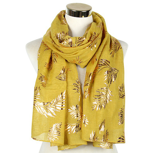 Wholesale leaf bronzing shawl plain print scarf