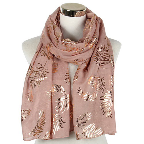 Wholesale leaf bronzing shawl plain print scarf