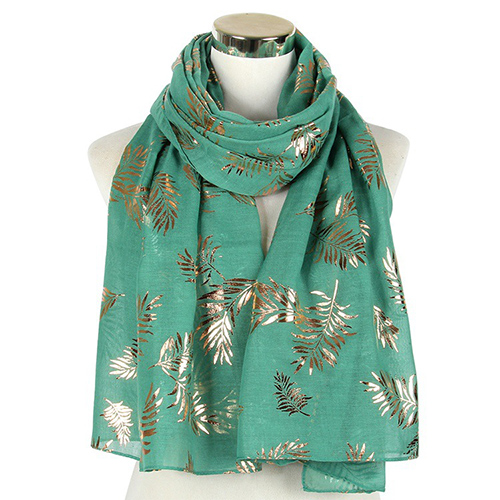 Wholesale leaf bronzing shawl plain print scarf