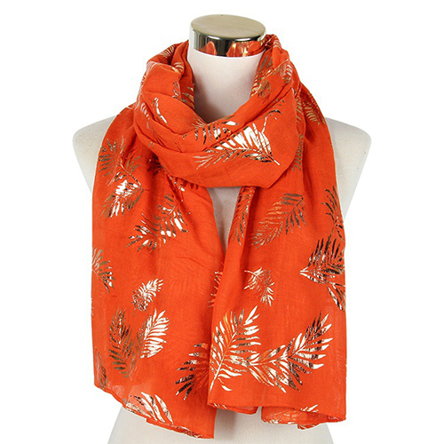 Wholesale leaf bronzing shawl plain print scarf