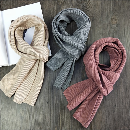 Knitted double sided solid color warm scarf
