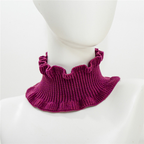 Pure color long knitted bib warm scarf