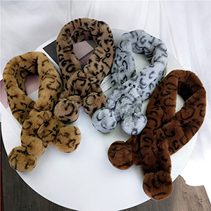 Leopard print plush scarf padded warm collar
