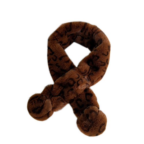 Leopard print plush scarf padded warm collar
