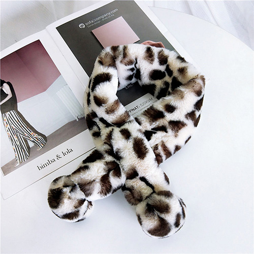 Leopard print plush scarf padded warm collar