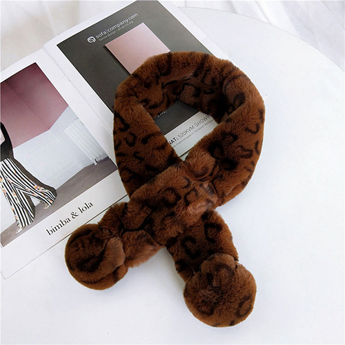 Leopard print plush scarf padded warm collar