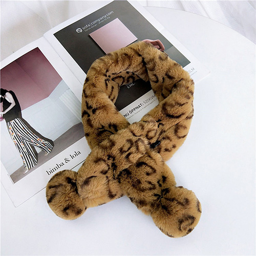 Leopard print plush scarf padded warm collar
