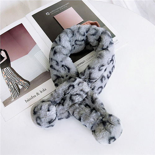Leopard print plush scarf padded warm collar