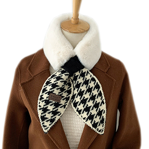 Wholesale plush stitching cross knit scarves