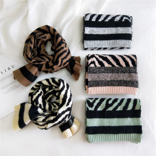 Winter striped knitted warm scarf wholesale