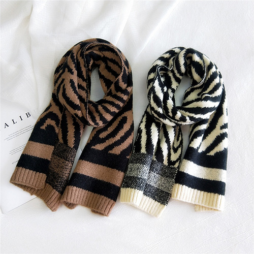 Winter striped knitted warm scarf wholesale