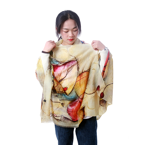 Long color annual ring shawl 100% cashmere scarf