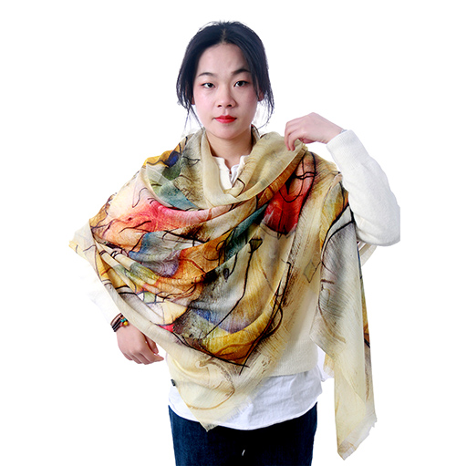 Long color annual ring shawl 100% cashmere scarf
