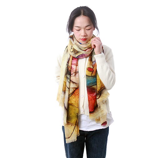 Long color annual ring shawl 100% cashmere scarf