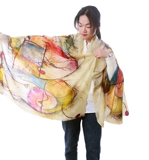 Long color annual ring shawl 100% cashmere scarf