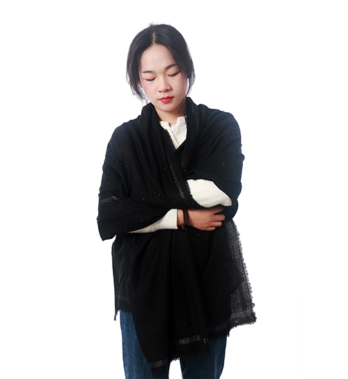 Black gold sequined 100% cashmere scarf wholesale