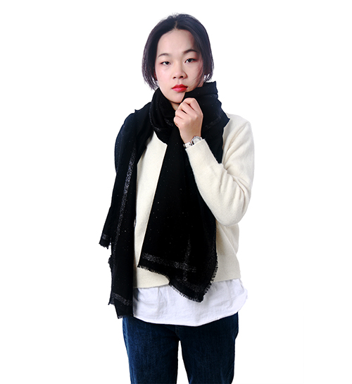 Black gold sequined 100% cashmere scarf wholesale