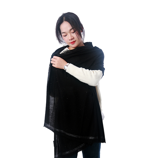 Black gold sequined 100% cashmere scarf wholesale