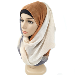 Wholesale gradient silver silk creased scarf