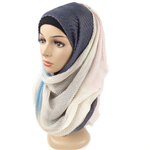 Wholesale gradient silver silk creased scarf