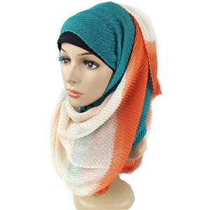 Wholesale gradient silver silk creased scarf