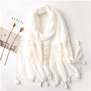 Wholesale white lace cotton scarf