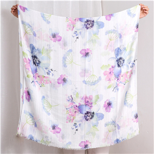 Wholesale blooming flower pattern cotton scarf