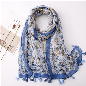 Wholesale printed pattern fringed cotton scarf
