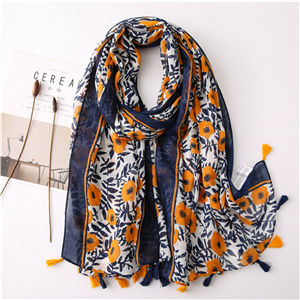 Wholesale printed pattern fringed cotton scarf