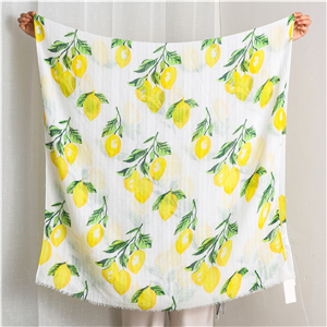 Wholesale lemon print pattern cotton scarf