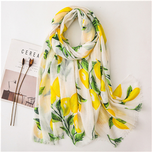 Wholesale lemon print pattern cotton scarf