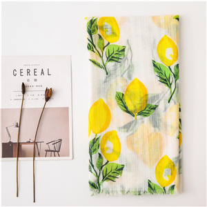 Wholesale lemon print pattern cotton scarf