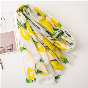 Wholesale lemon print pattern cotton scarf