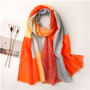 Wholesale orange gray square graffiti cheap scarf