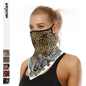 Wholesale leopard print hanging ear triangle silk scarf