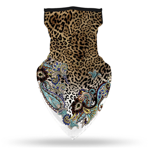 Wholesale leopard print hanging ear triangle silk scarf