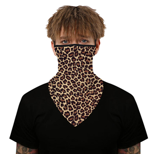 Wholesale leopard print hanging ear triangle silk scarf