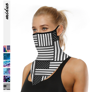 Wholesale national flag digital printed sunscreen hanging ear triangle silk scarf