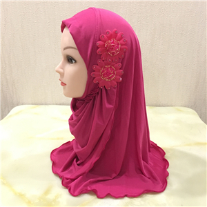 Wholesale two flowers pure color cotton Muslim headscarf