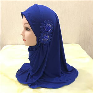 Wholesale two flowers pure color cotton Muslim headscarf