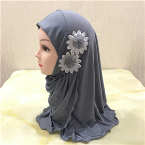 Wholesale two flowers pure color cotton Muslim headscarf