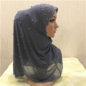 Wholesale double mesh gauze bead muslim headscarf