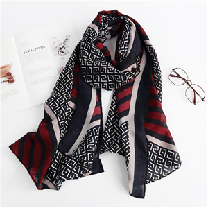 China wholesale letter striped cotton linen scarf