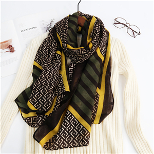 China wholesale letter striped cotton linen scarf