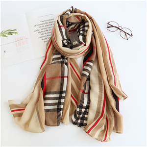 Wholesale plaid pattern cotton linen scarf