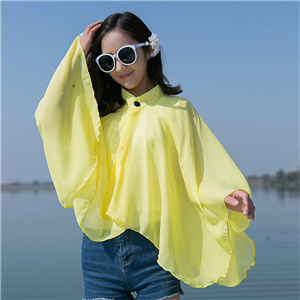 Wholesale solid color small stand collar chiffon scarf